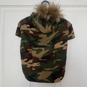 Camo dog coat for small dogs with hood
